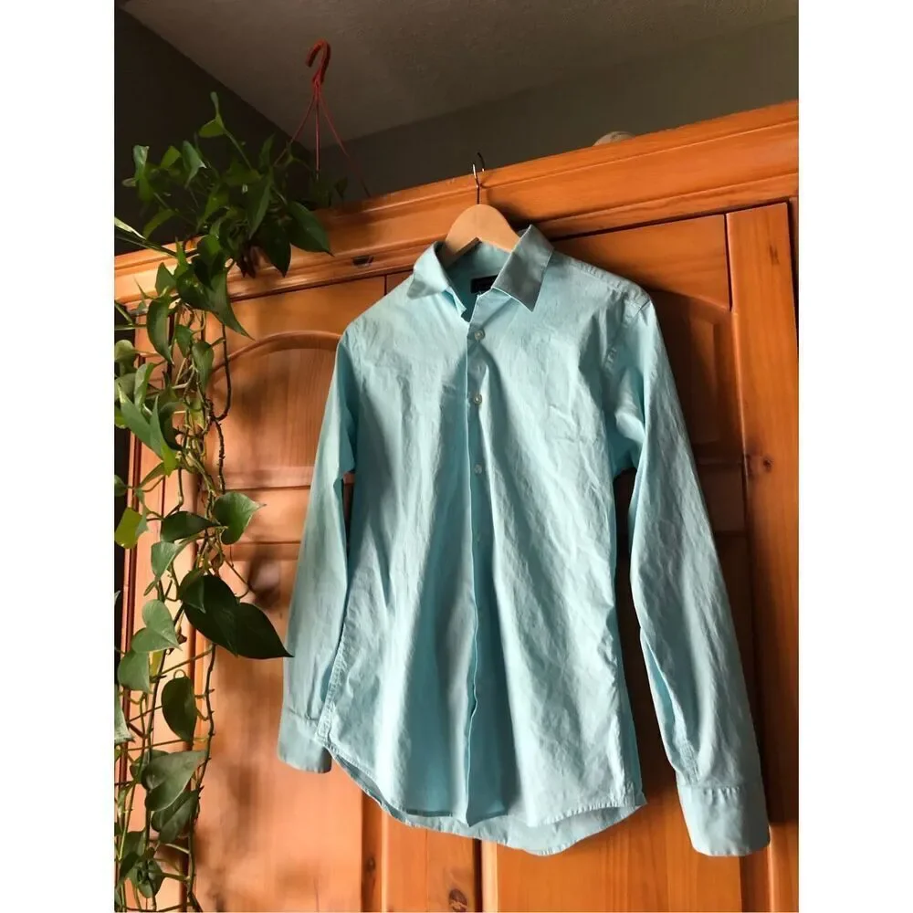 Banana Republic Mens Tailored Stretch Button Up Shirt Blue SZ S